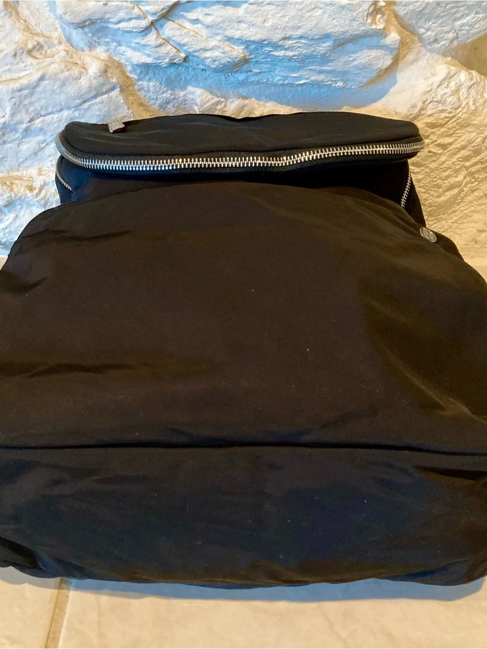 NWT House of Harlow nylon backpack in a classic black w/ silver-tone hardware